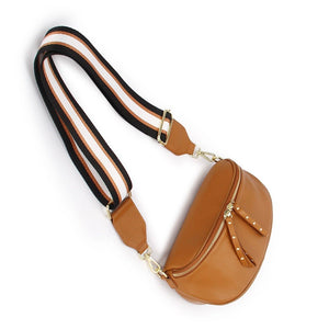 Shop Obsessed Leather Bumbag with Adjustable Strap | Camel with Gold - Hi Ho & Co