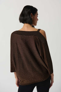 Shop One-Shoulder Lurex Knit Style 234916 │ Bronze - Joseph Ribkoff
