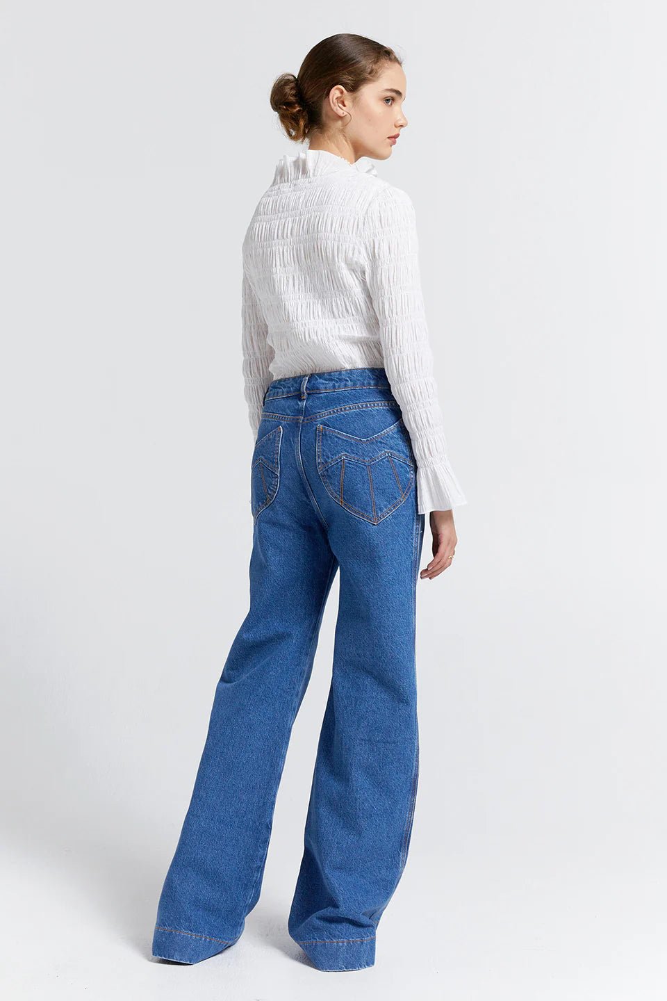 Shop Outland Denim x Karen Walker Mod Flared Jeans | Washed Denim - Outland Denim
