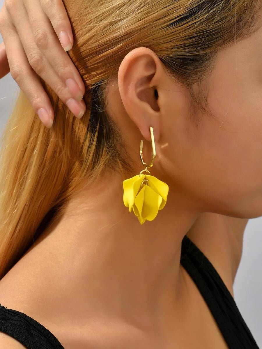 Flower petal drop online earrings
