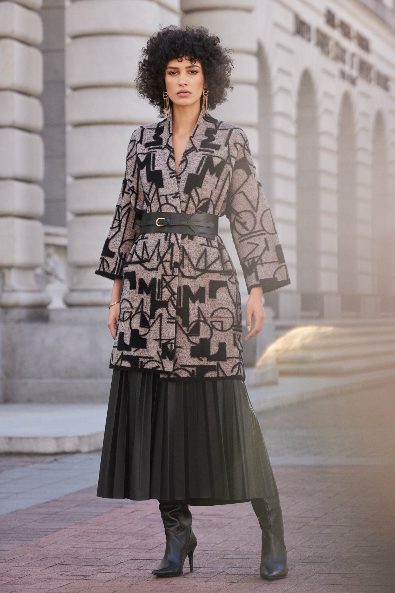 Shop Pleated Faux-Leather Culotte Pants Style 233109 | Black - Joseph Ribkoff