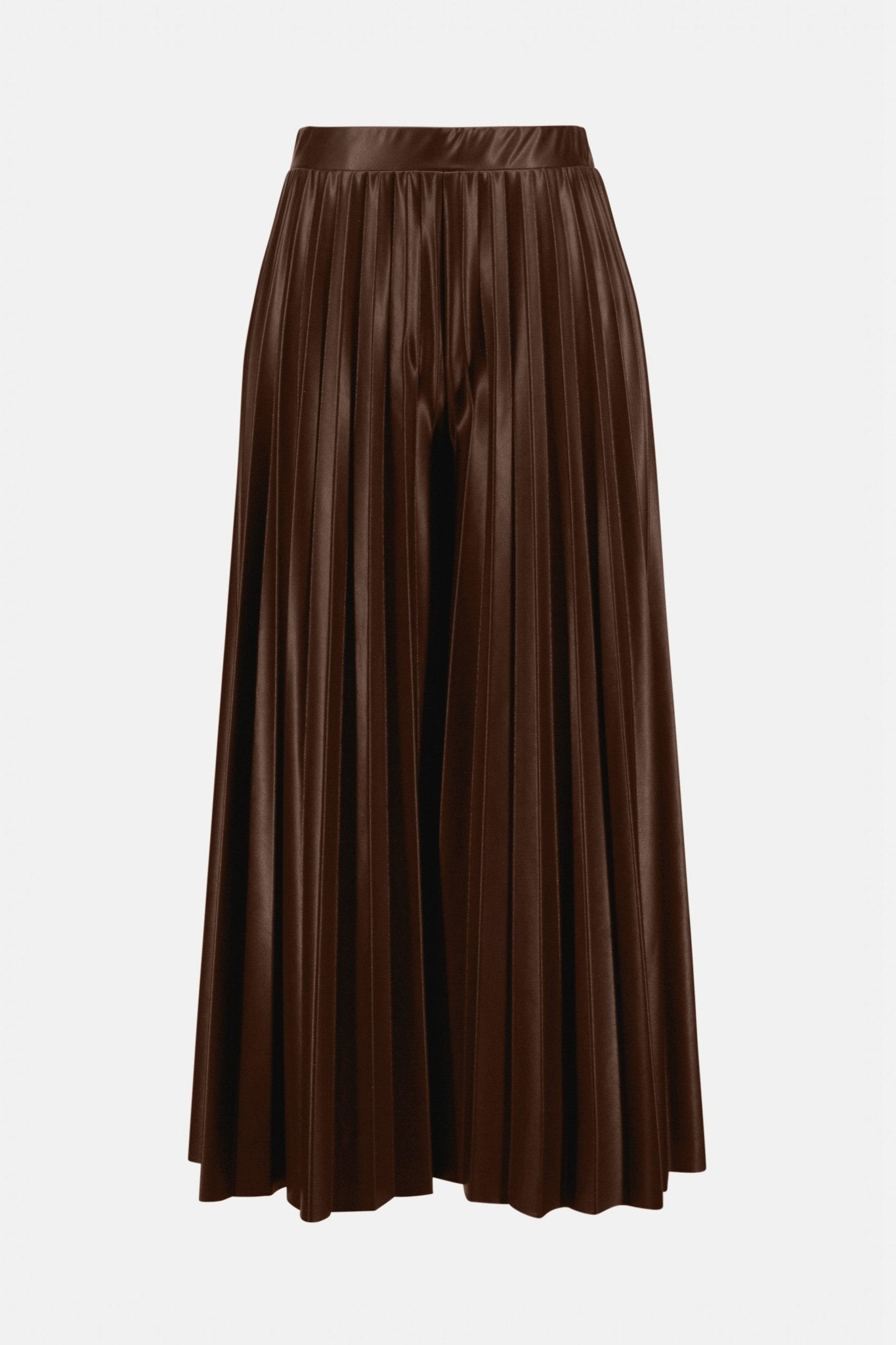 Shop Pleated Faux-Leather Culotte Pants Style 233109 | Mocha - Joseph Ribkoff