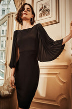 Shop Pleated Sleeve Sheath Dress Style 233766 │ Black - Joseph Ribkoff