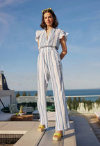 Shop Positano Viscose Linen Jumpsuit │ Sorrento Stripe - ONCEWAS