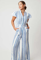 Shop Positano Viscose Linen Jumpsuit │ Sorrento Stripe - ONCEWAS