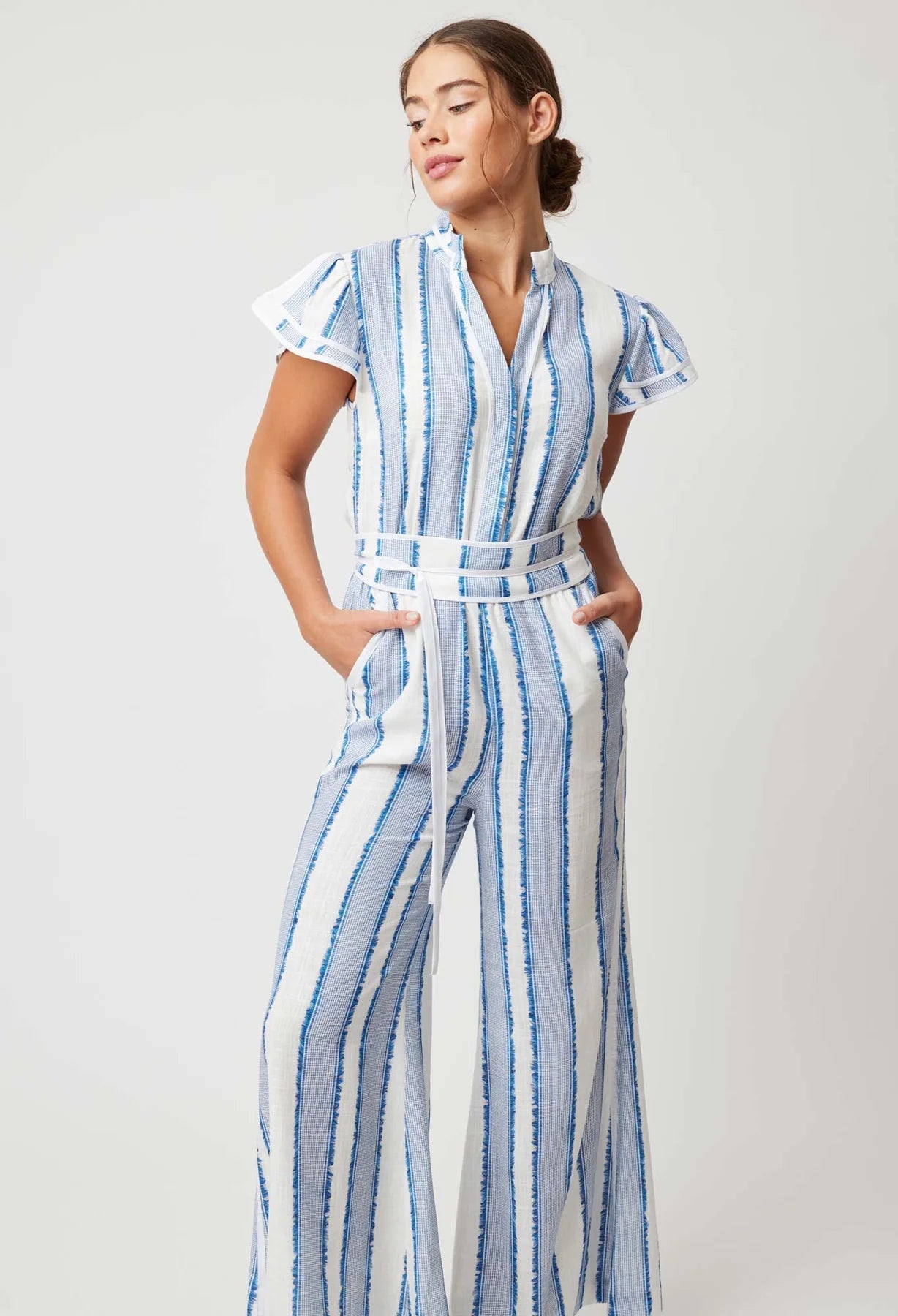 Shop Positano Viscose Linen Jumpsuit │ Sorrento Stripe - ONCEWAS