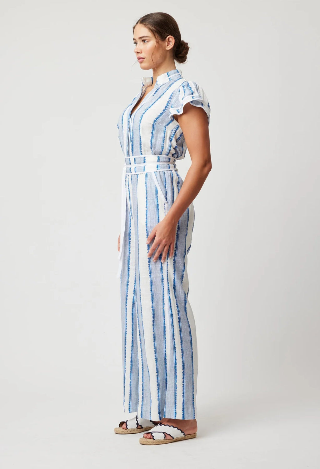Shop Positano Viscose Linen Jumpsuit │ Sorrento Stripe - ONCEWAS