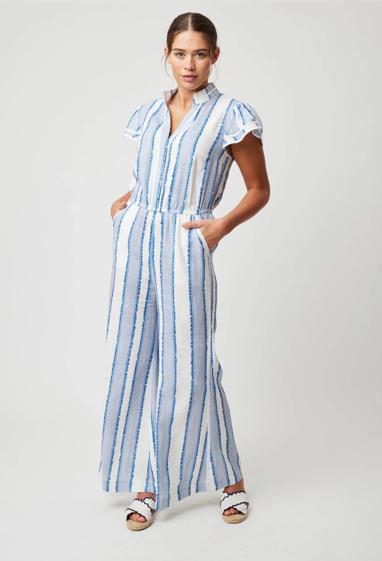 Shop Positano Viscose Linen Jumpsuit │ Sorrento Stripe - ONCEWAS