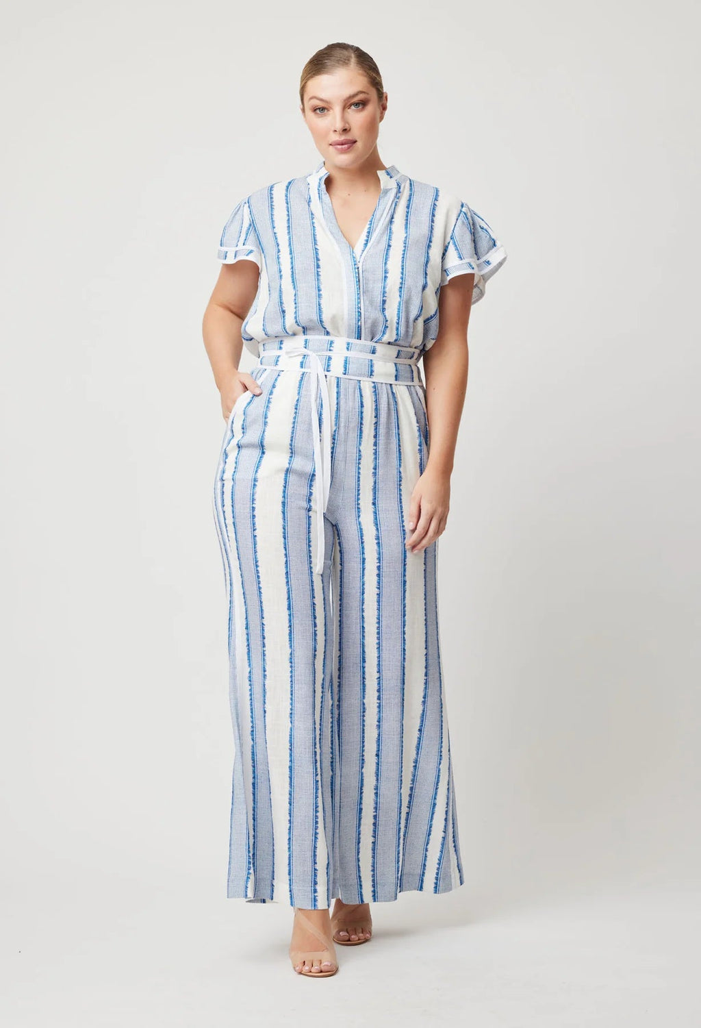 Shop Positano Viscose Linen Jumpsuit │ Sorrento Stripe - ONCEWAS