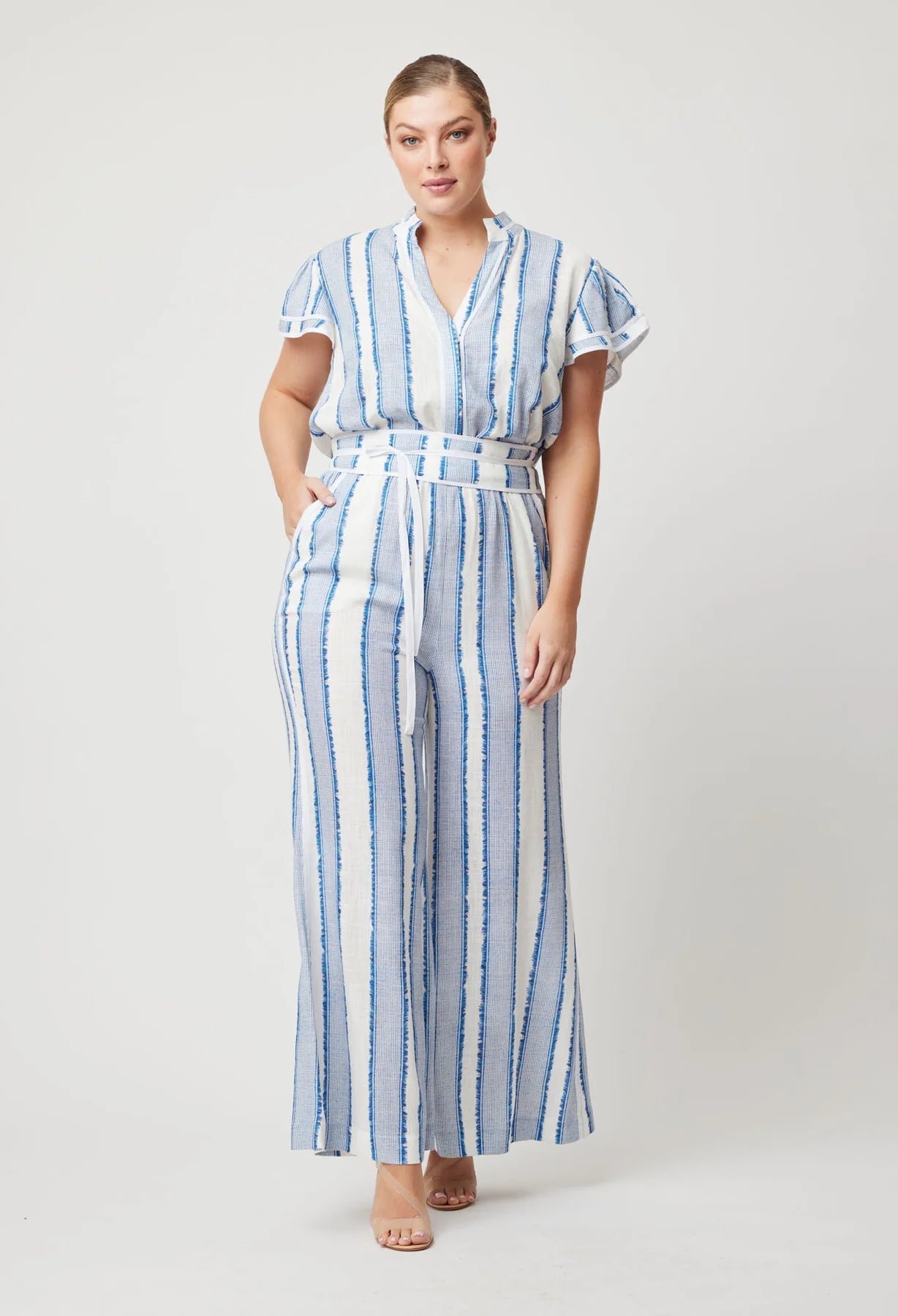 Shop Positano Viscose Linen Jumpsuit │ Sorrento Stripe - ONCEWAS