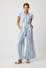 OnceWas Positano Stripe Viscose Linen Jumpsuit
