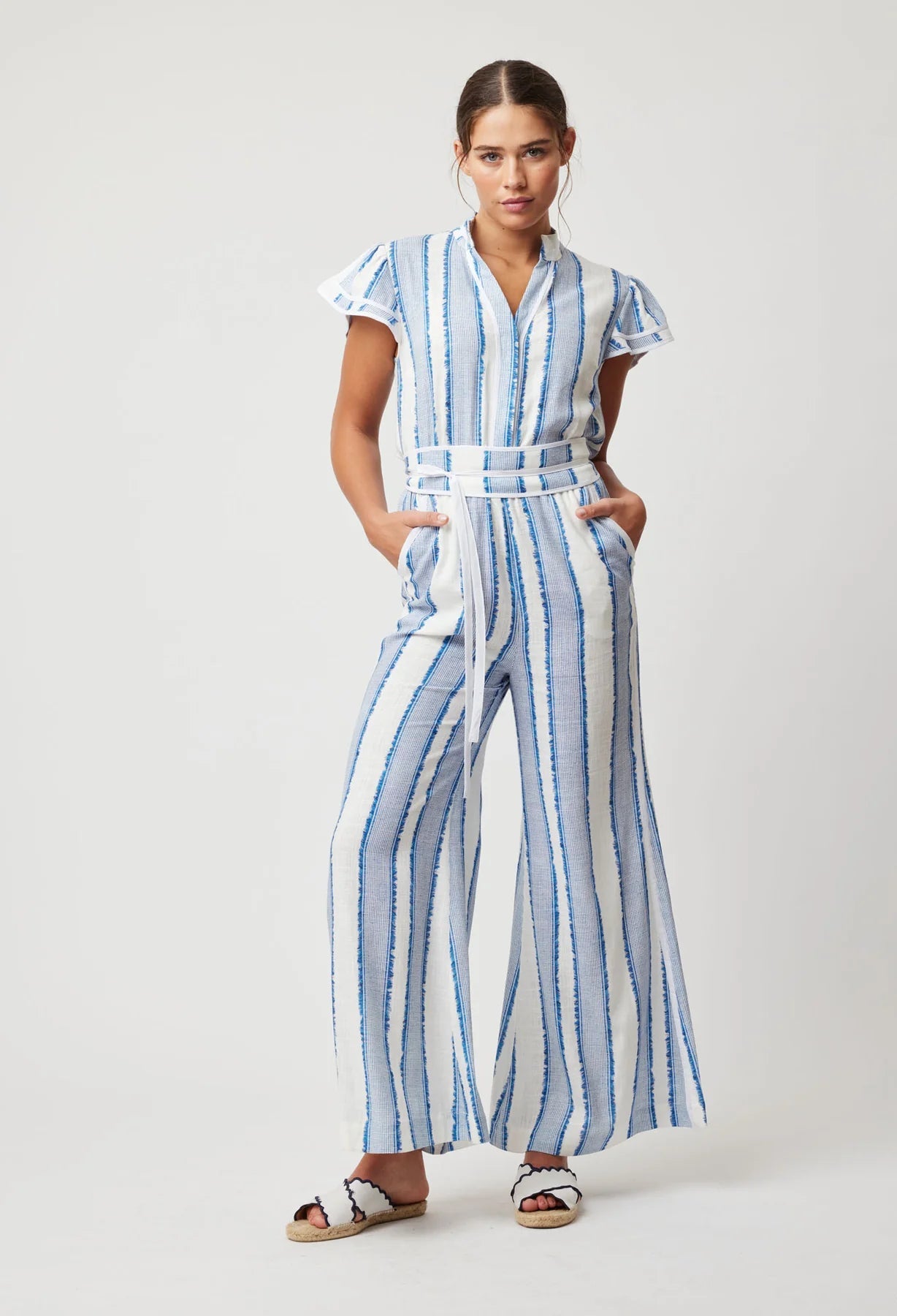 Shop Positano Viscose Linen Jumpsuit │ Sorrento Stripe - ONCEWAS