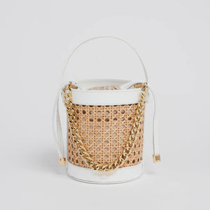 Shop PRE-ORDER Brittany Rattan Bucket Bag | White - Vestirsi