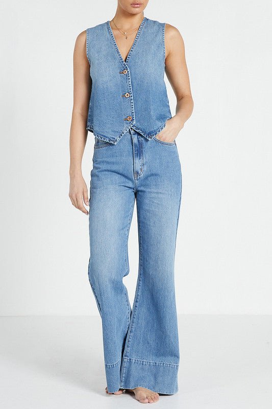Shop PRE-ORDER Denim Vest | Light Blue - Bohemian Traders