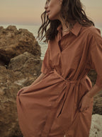 Shop PRE-ORDER Melli Cotton Dress | Pecan Brown - Mos Mosh