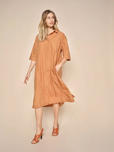 Shop PRE-ORDER Melli Cotton Dress | Pecan Brown - Mos Mosh