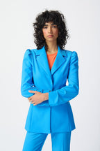 Shop PRE-ORDER Puff Sleeve Lux Twill Blazer Style 241190 | French Blue - Joseph Ribkoff