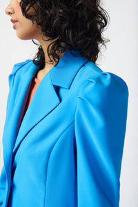 Shop PRE-ORDER Puff Sleeve Lux Twill Blazer Style 241190 | French Blue - Joseph Ribkoff