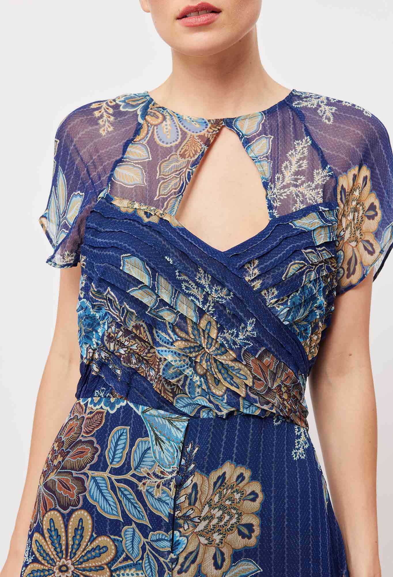 Shop PRE-ORDER Rio Viscose Chiffon Midi Dress | Aztec Floral - ONCEWAS
