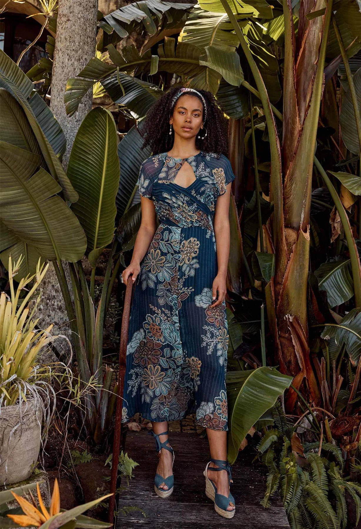 Shop PRE-ORDER Rio Viscose Chiffon Midi Dress | Aztec Floral - ONCEWAS