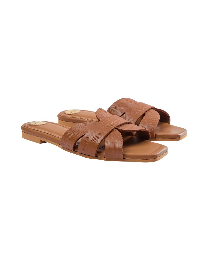 Shop PRE-ORDER Sicily Leather Slide | Cognac - Mos Mosh