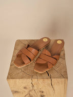 Shop PRE-ORDER Sicily Leather Slide | Cognac - Mos Mosh