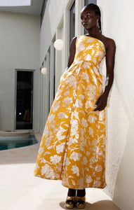 Shop PRE-ORDER Sweet Magnolia Gown & Cape Set in Floral Jacquard | Marigold - Sacha Drake