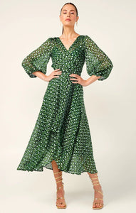 Shop PRE-ORDER Wonderland Midi Dress | Emerald Poppy - Sacha Drake