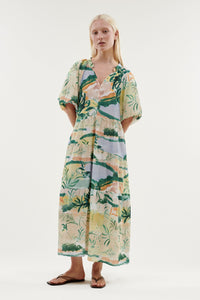Shop Printed Akta Dress in Landscape Print by Layer'd - Layer'd