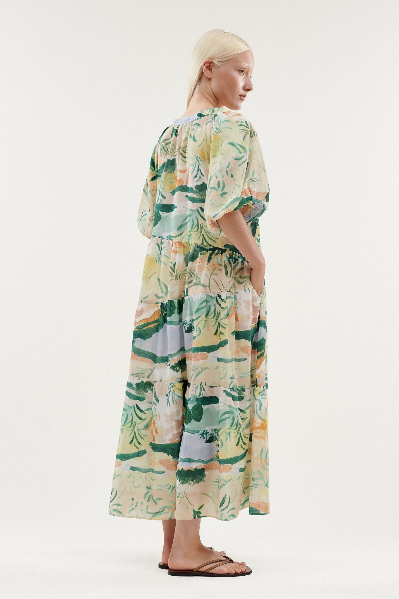 Shop Printed Akta Dress in Landscape Print by Layer'd - Layer'd