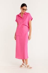 Shop Pure Linen Bias Skirt | Hot Pink - Cable Melbourne
