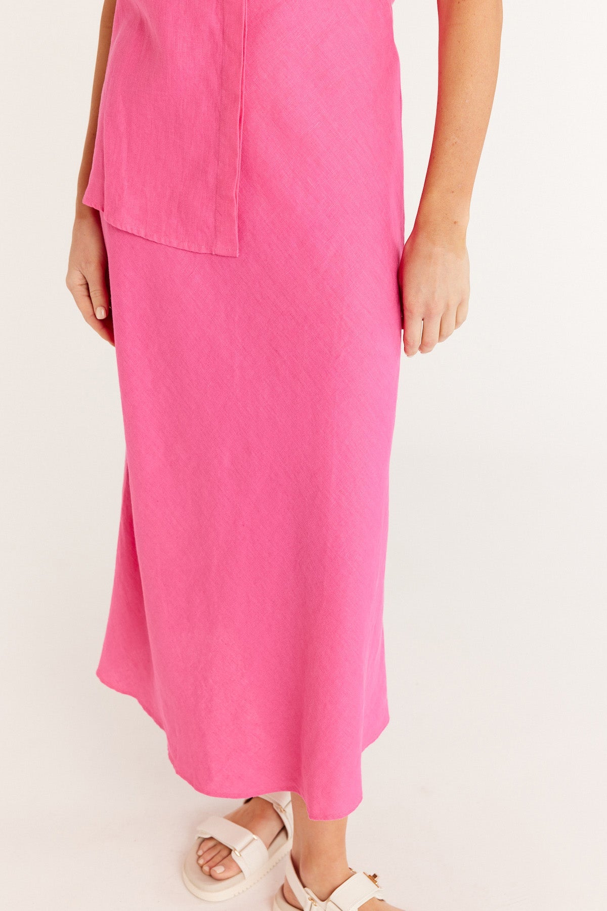 Shop Pure Linen Bias Skirt | Hot Pink - Cable Melbourne