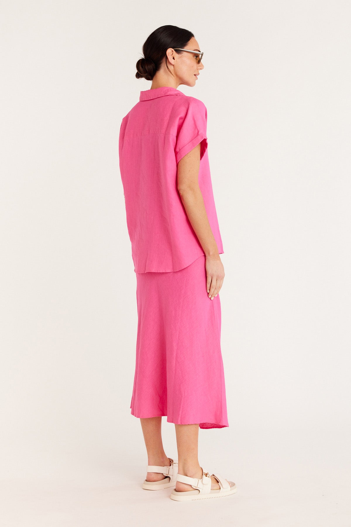 Shop Pure Linen Bias Skirt | Hot Pink - Cable Melbourne