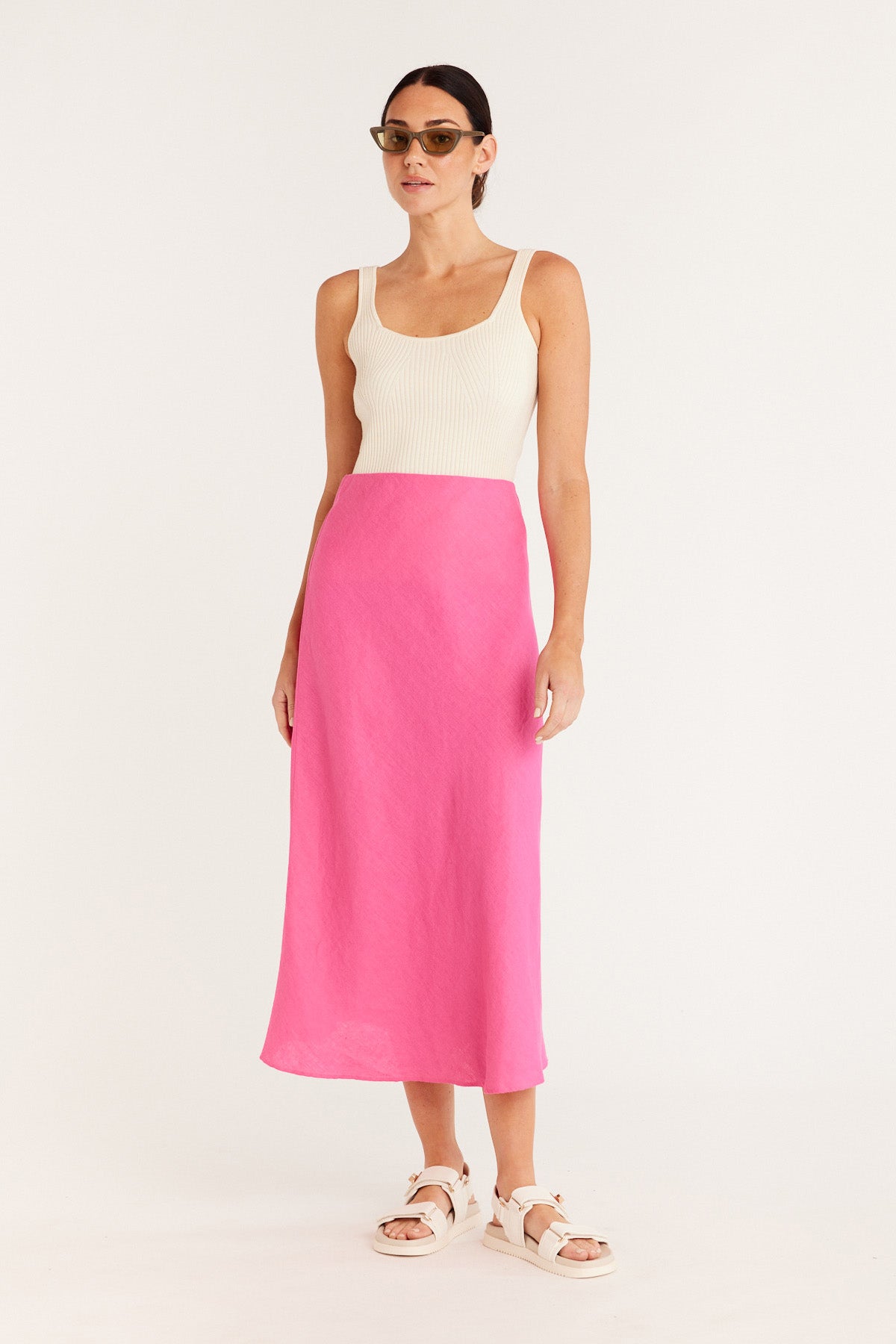 Shop Pure Linen Bias Skirt | Hot Pink - Cable Melbourne