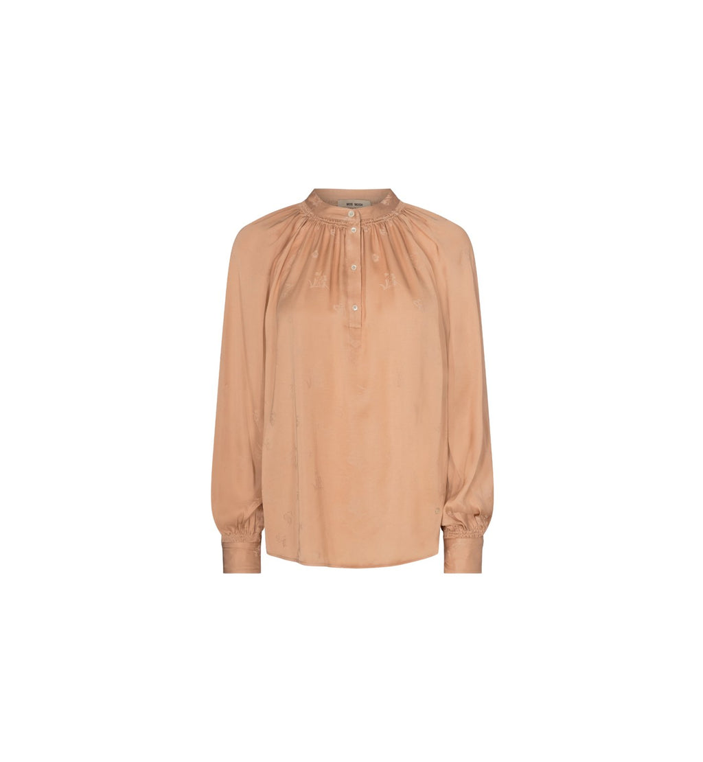 Shop Quin Jacquard Blouse in Sand - Mos Mosh