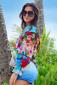 Shop Running Up That Frill Blouse | Island Print - COOP by Trelise Cooper