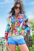 Shop Running Up That Frill Blouse | Island Print - COOP by Trelise Cooper