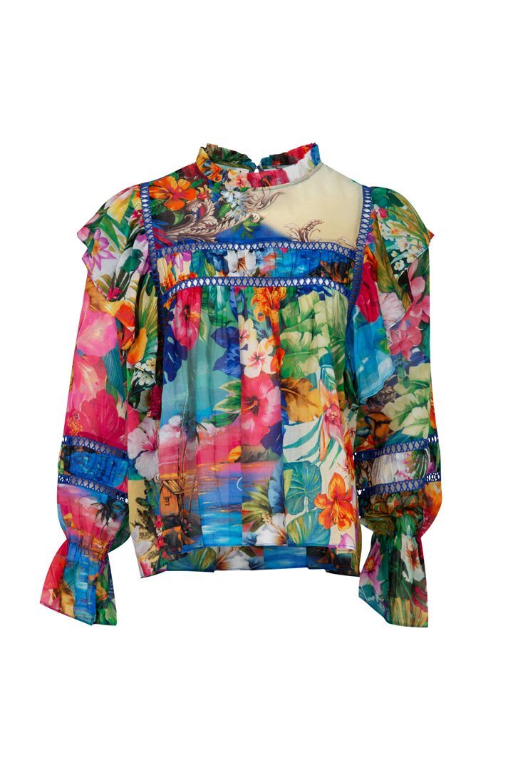 Shop Running Up That Frill Blouse | Island Print - COOP by Trelise Cooper