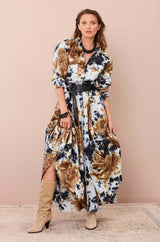 Natasha The Label Sabine Print Maxi Shirt Dress