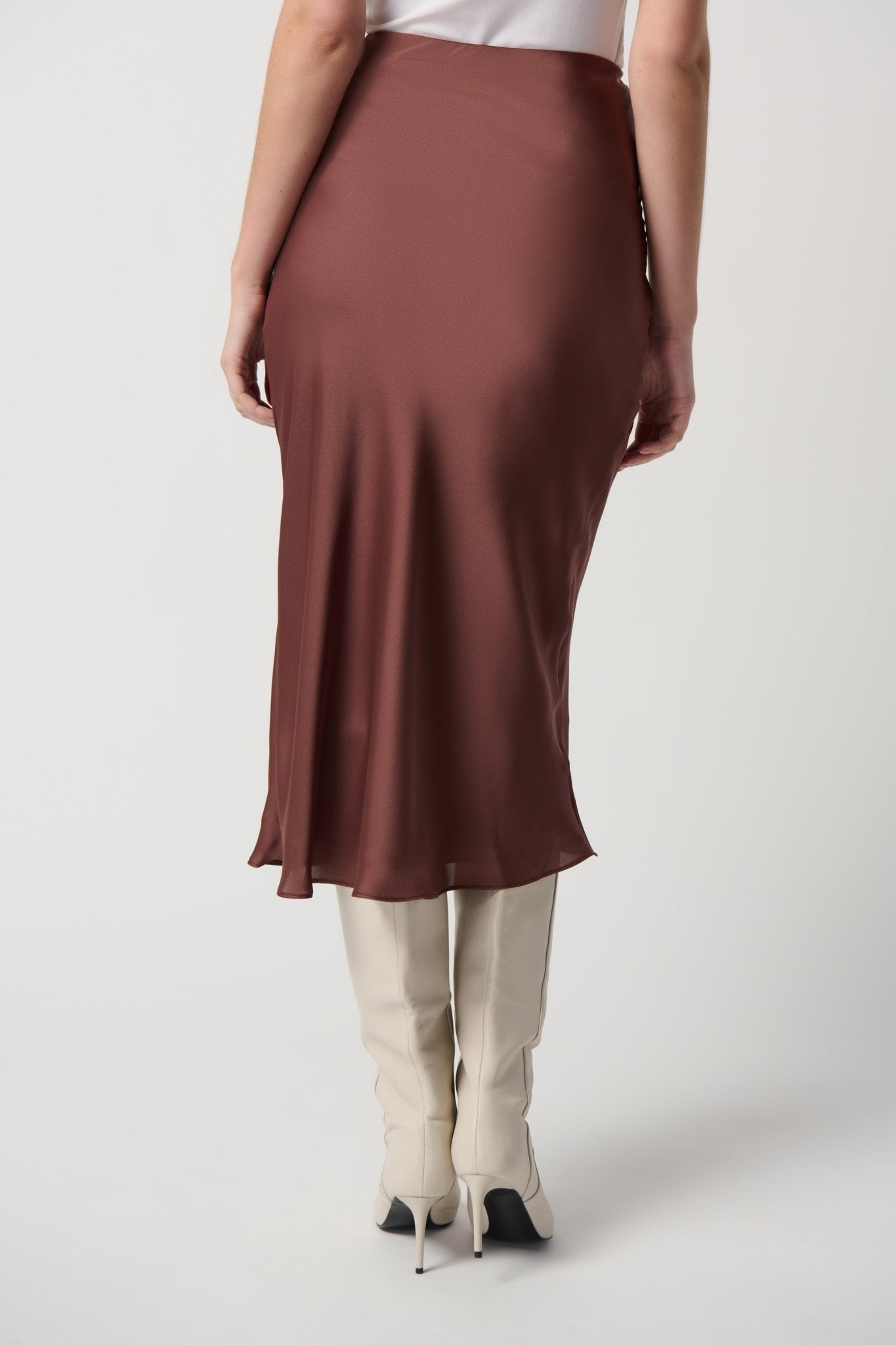 Shop Satin Flared Skirt With Chiffon Lining Style 234109 | Toffee - Joseph Ribkoff