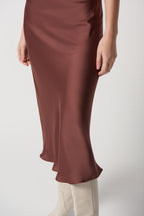 Shop Satin Flared Skirt With Chiffon Lining Style 234109 | Toffee - Joseph Ribkoff
