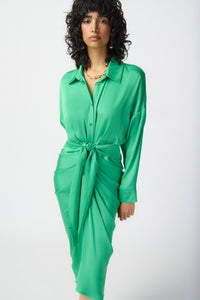 Shop Satin Shirt Dress Style 241236 │ Island Green - Joseph Ribkoff