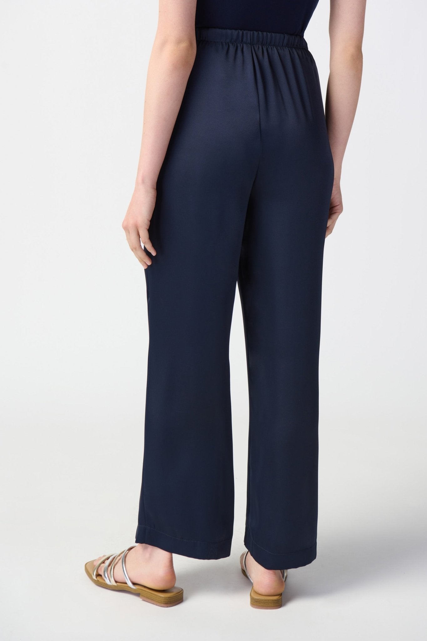 Shop Satin Wide-Leg Pull-On Pants Style 241247 | Midnight Blue - Joseph Ribkoff