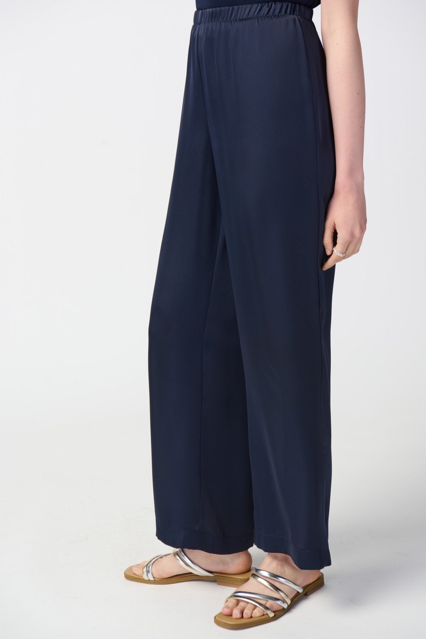 Shop Satin Wide-Leg Pull-On Pants Style 241247 | Midnight Blue - Joseph Ribkoff
