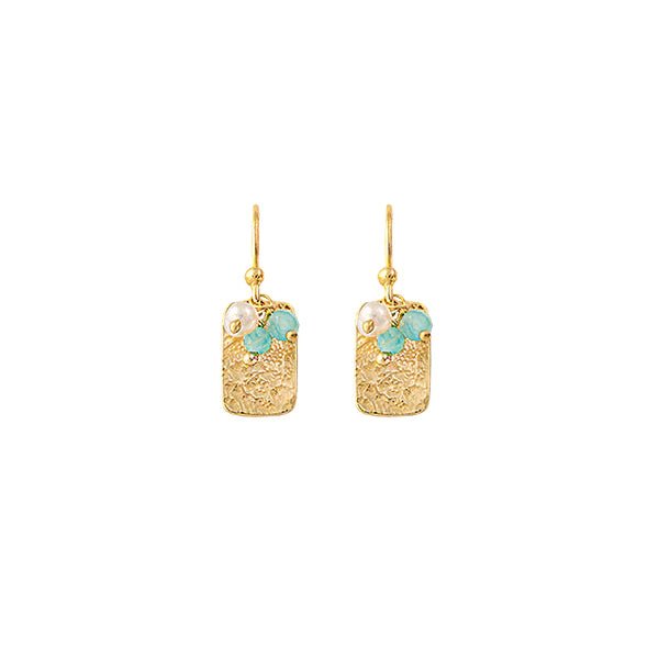 Shop Seedling Earrings with Amazonite and Pearl Drops by Bianc - Bianc