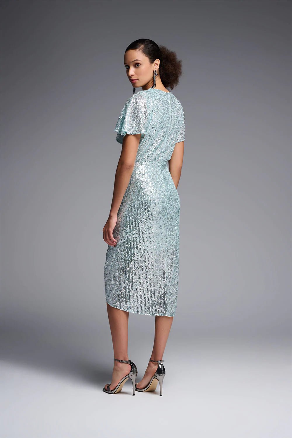 Shop Sequin Dress Style 231760 | Silver - Joseph Ribkoff