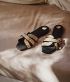 Shop Sicily Raffia Slipper Slide | Black - Mos Mosh