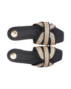 Shop Sicily Raffia Slipper Slide | Black - Mos Mosh
