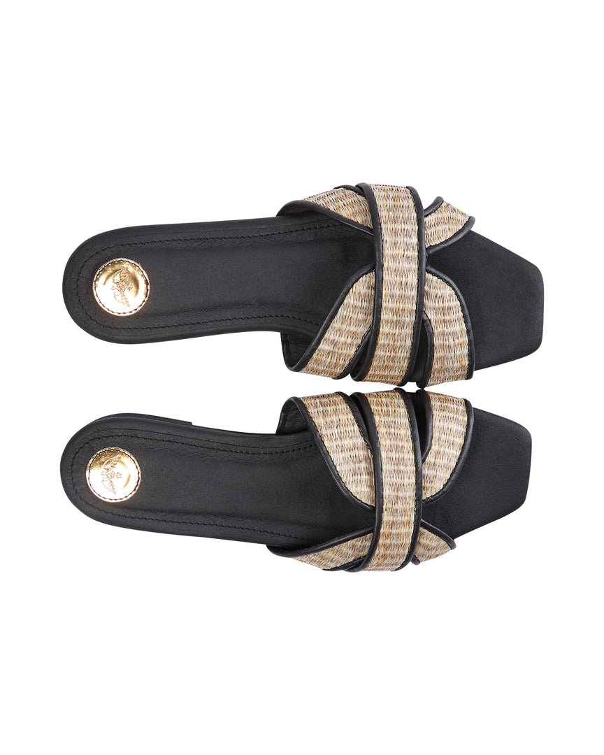 Shop Sicily Raffia Slipper Slide | Black - Mos Mosh