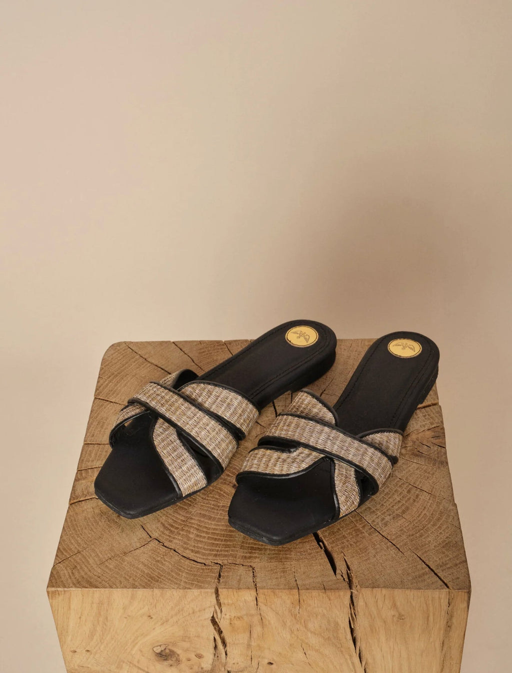 Shop Sicily Raffia Slipper Slide | Black - Mos Mosh